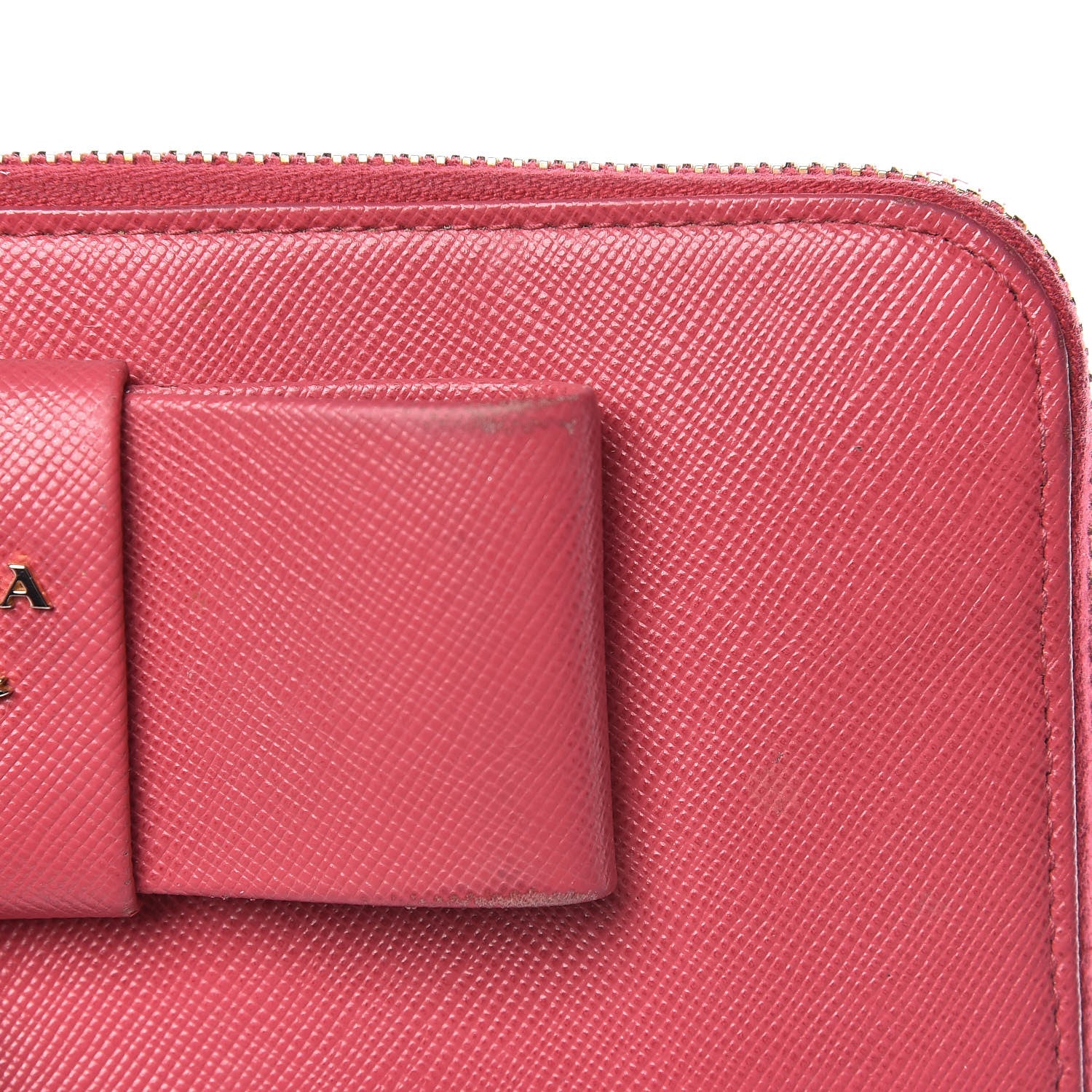 Prada Saffiano Fiocco Bow Zip Around Wallet Peonia 15 of 15