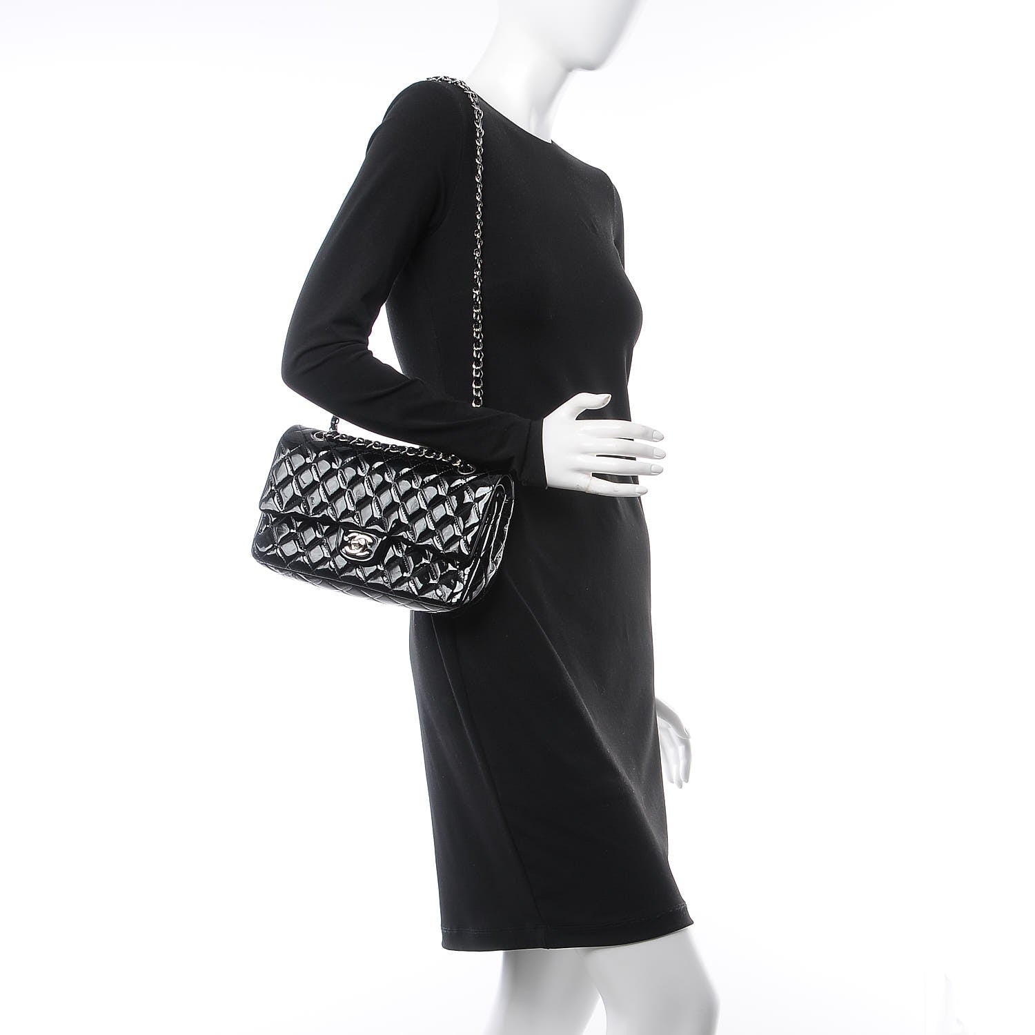 Chanel Patent Quilted Medium Double Flap Black 3 of 9