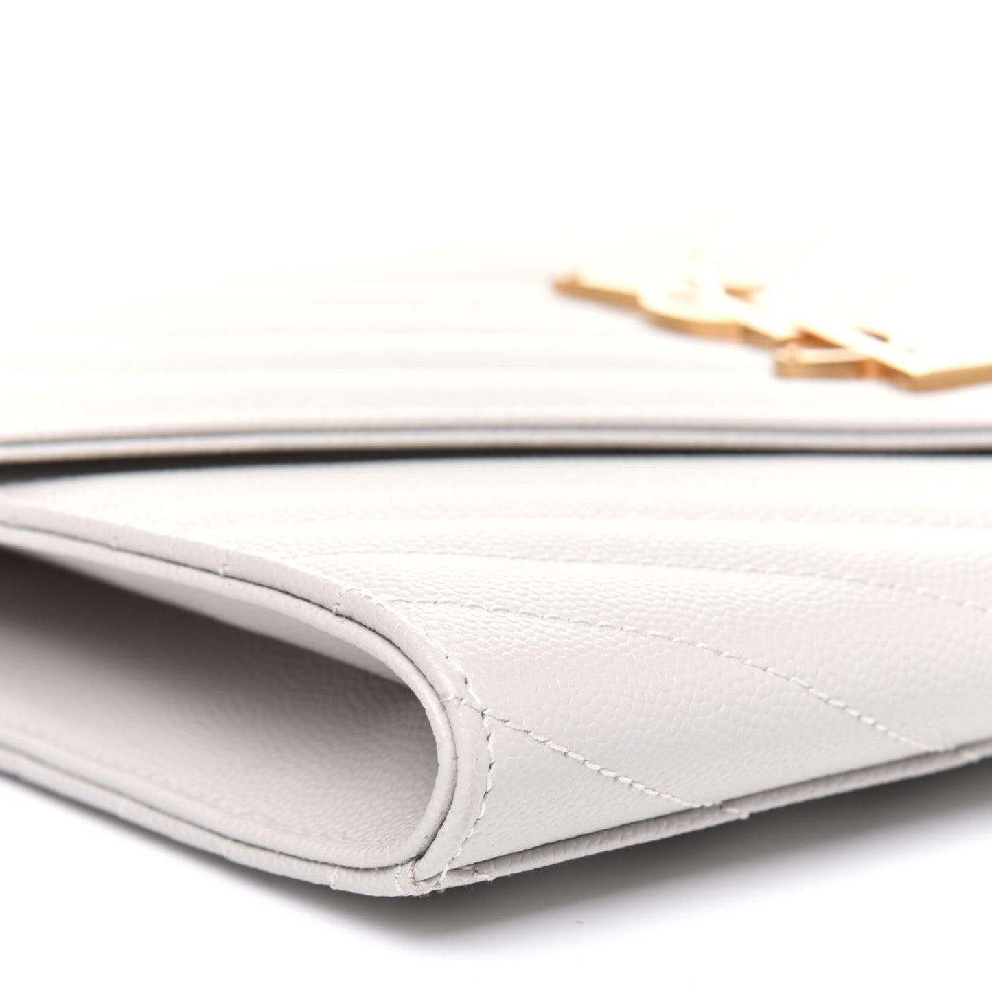 Grain De Poudre Matelasse Chevron Monogram Envelope Clutch Blanc Vintage