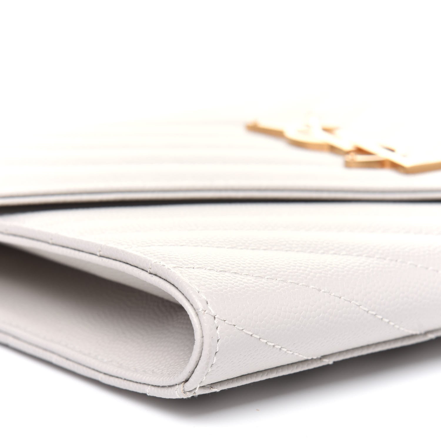 Saint Laurent Grain De Poudre Matelasse Chevron Monogram Envelope Clutch Blanc Vintage 9 of 12
