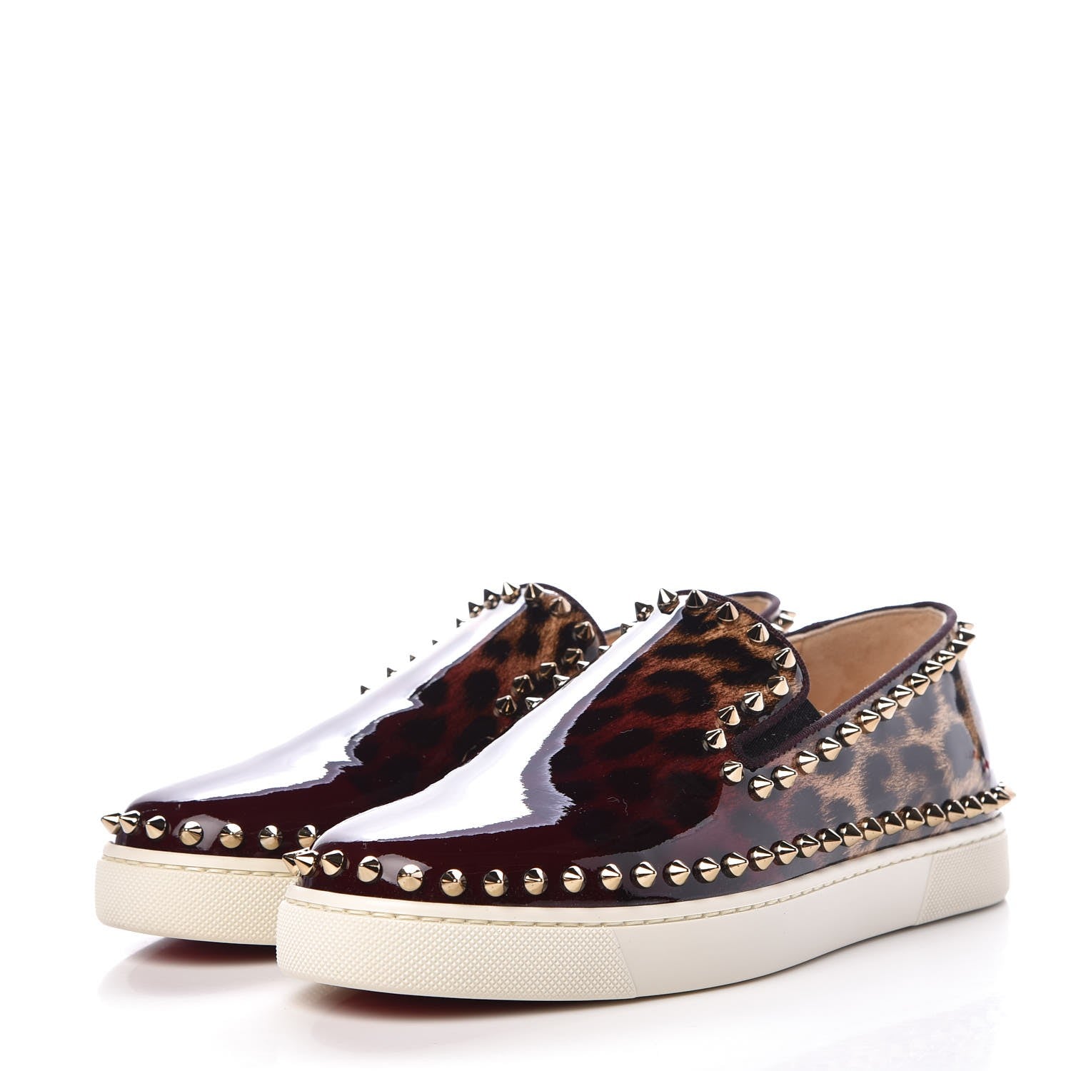 Christian Louboutin Patent Degrade Leopard Studded Womens Pik Boat Flat Loafers 37 Bronze 3 of 10