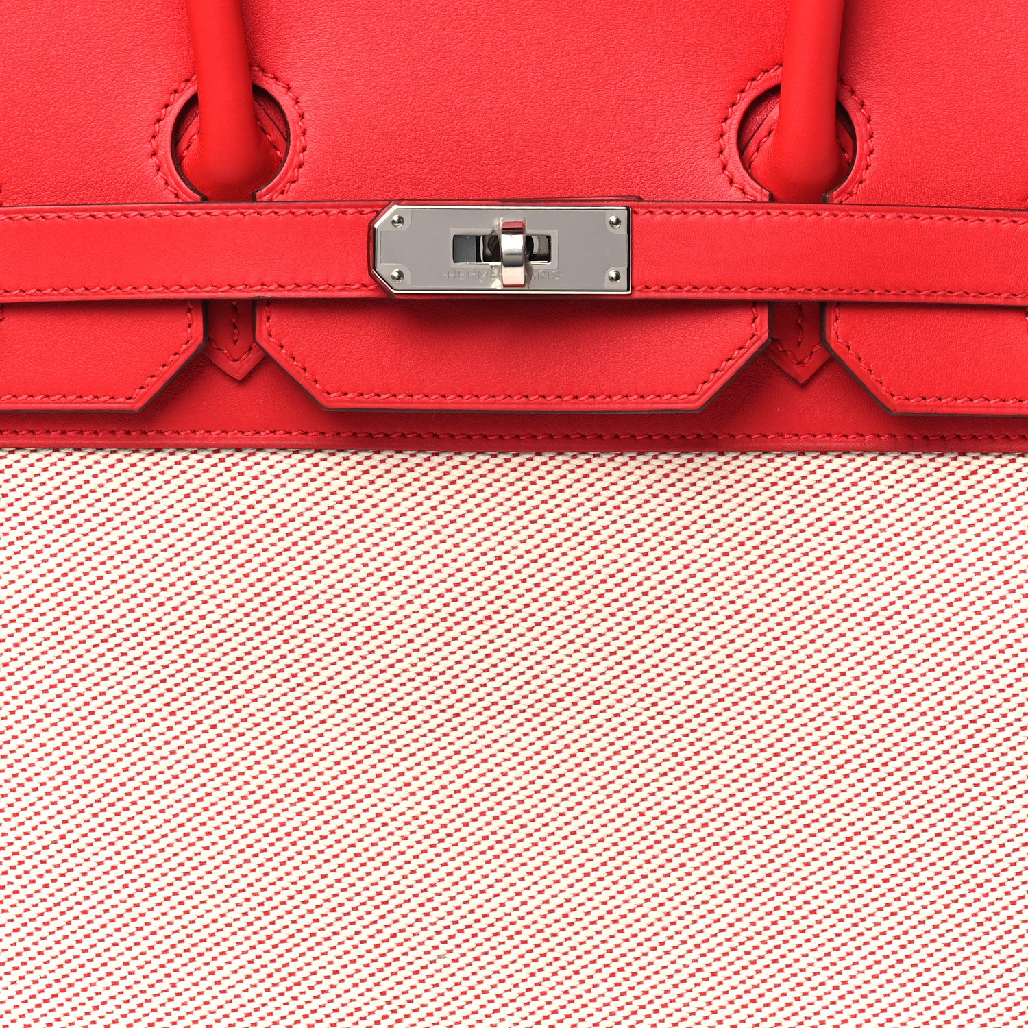 Hermes Swift Twill H Fray Fray Birkin 35 Rouge de Coeur Ecru 8 of 11