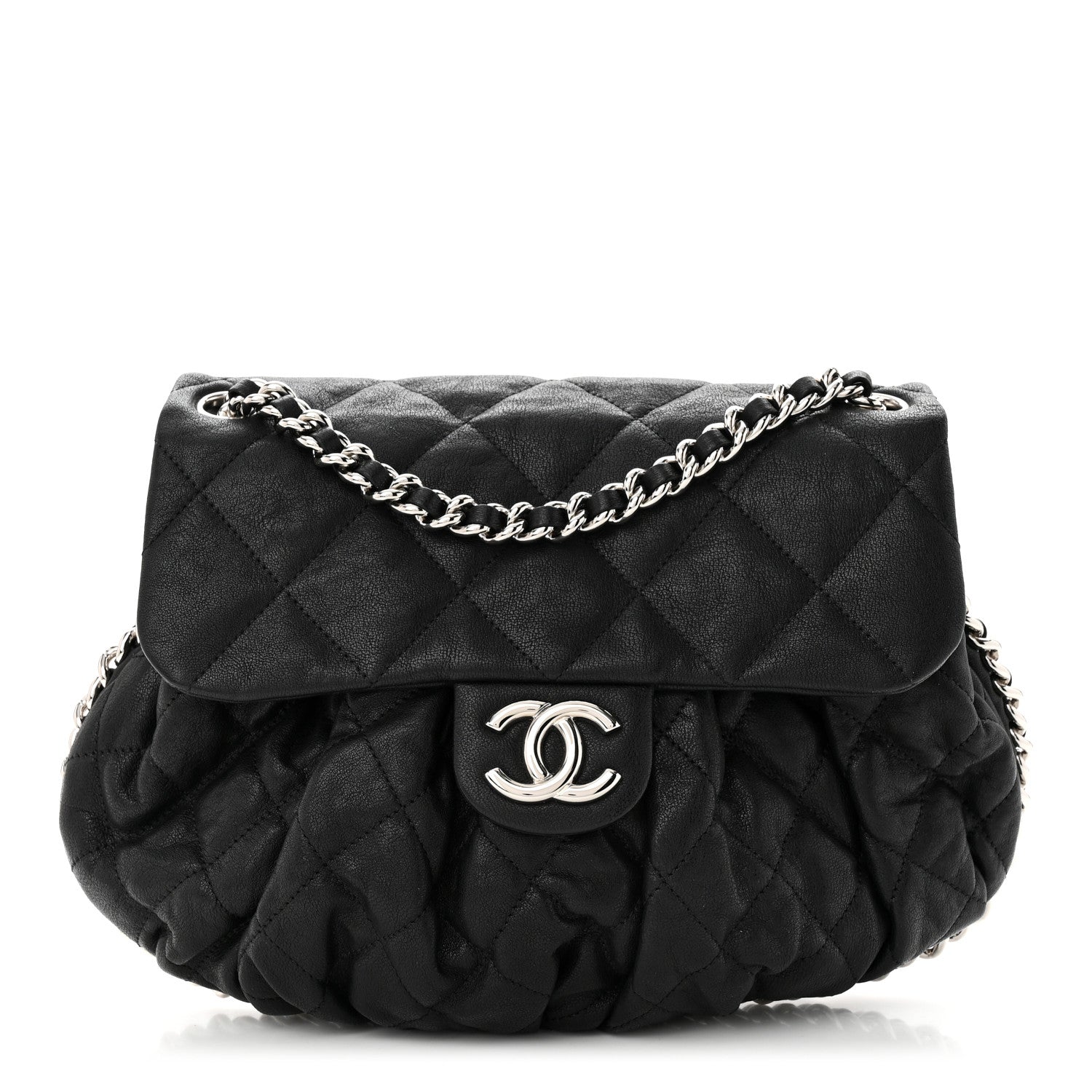 Chanel Washed Lambskin Quilted Medium Chain Around Messenger Black 1 of 11