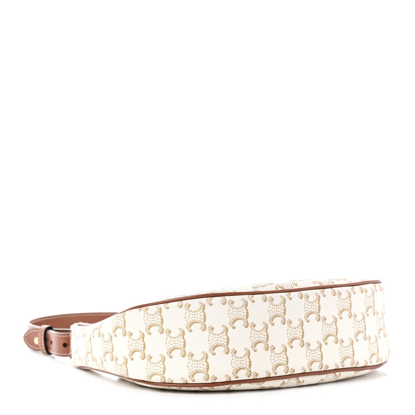 Canvas Calfskin Ava Triomphe Shoulder Bag White