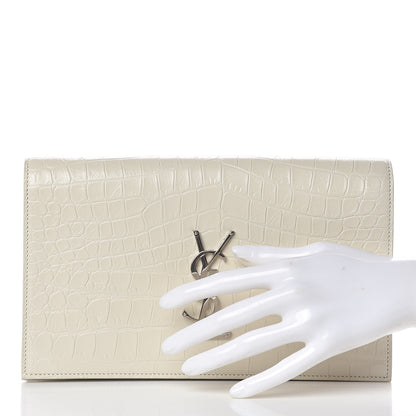 Saint Laurent Calfskin Crocodile Embossed Classic Kate Monogram Clutch Porcellana 2 of 8