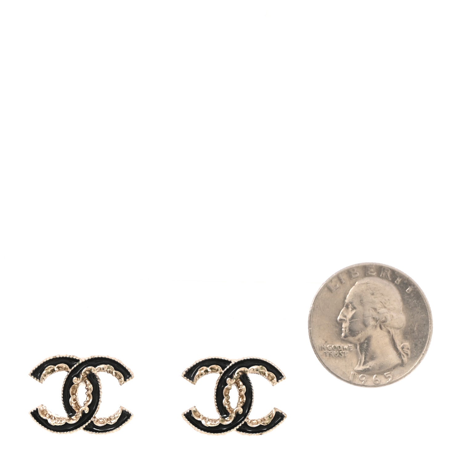 Chanel Enamel CC Baroque Earrings Black Gold 2 of 5