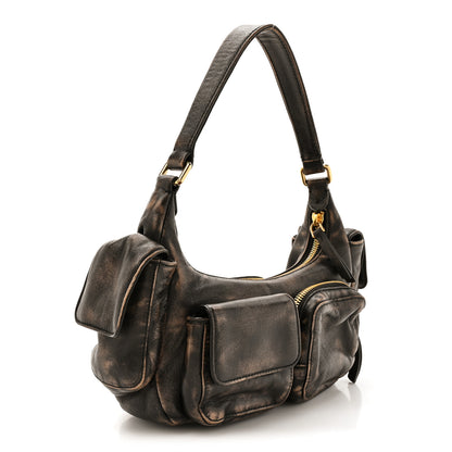 Miu Miu Distressed Nappa Pocket Bag  Sand Coffee 3 of 9