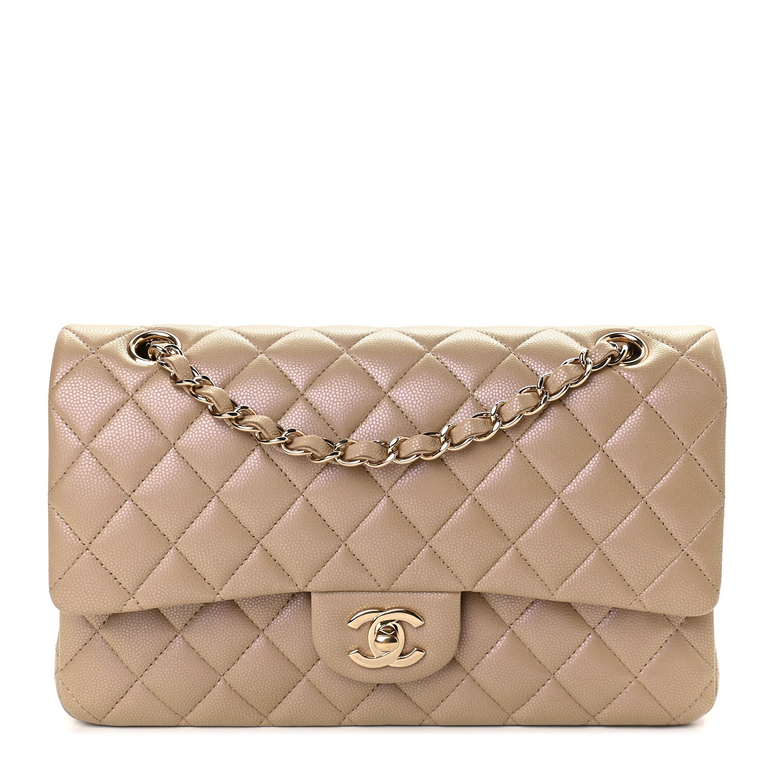 Chanel Iridescent Caviar Quilted Medium Double Flap Dark Beige 1 of 8