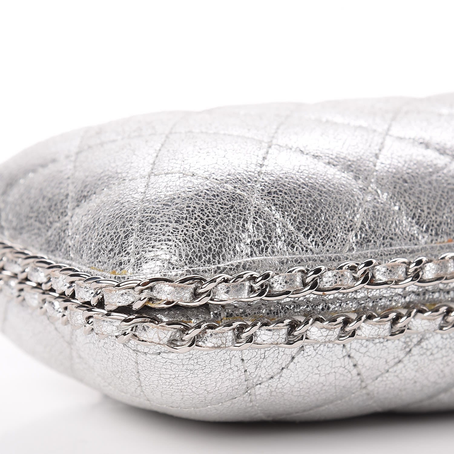 Chanel Metallic Lambskin Small Chain Around Clutch Silver 8 of 15