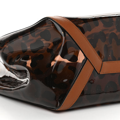 Valentino Garavani PVC Leopard Print Small Rockstud Shopping Tote Brown 9 of 10