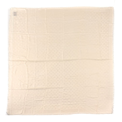 Louis Vuitton Silk Wool Monogram Shine Shawl White 1 of 3