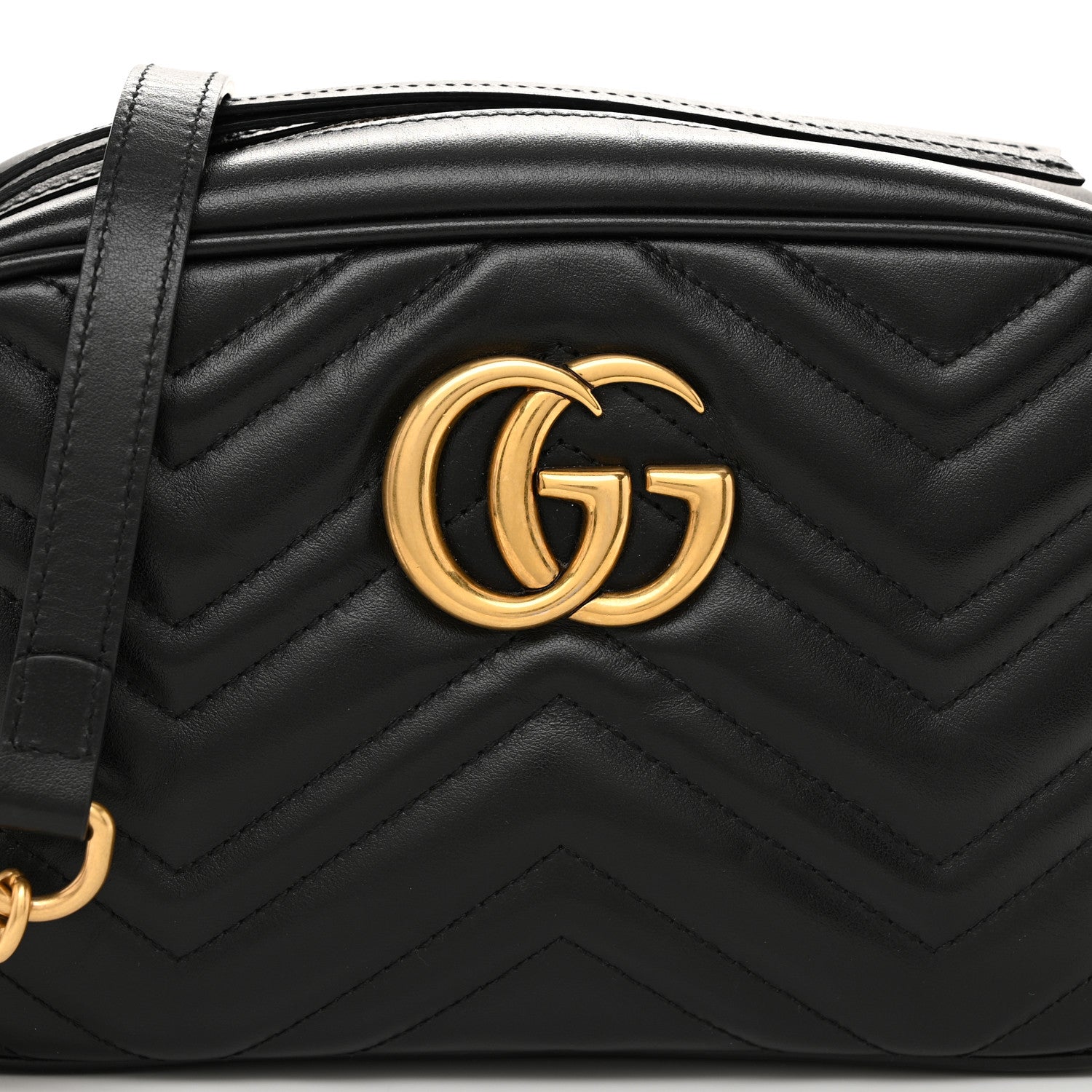 Gucci Calfskin Matelasse Small GG Marmont Chain Shoulder Bag Black 8 of 10