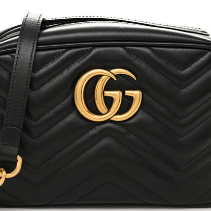 Gucci Calfskin Matelasse Small GG Marmont Chain Shoulder Bag Black 8 of 10
