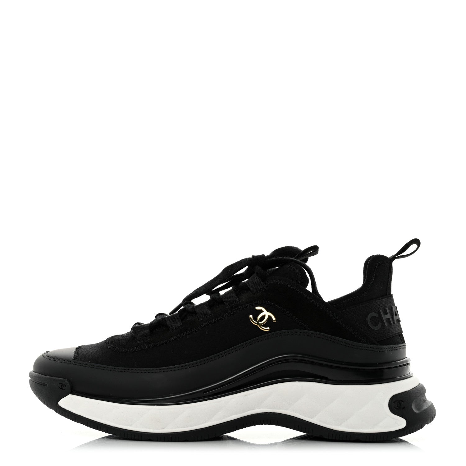 Chanel Velvet Calfskin Mixed Fibers CC Sneakers 40.5 Black 1 of 8