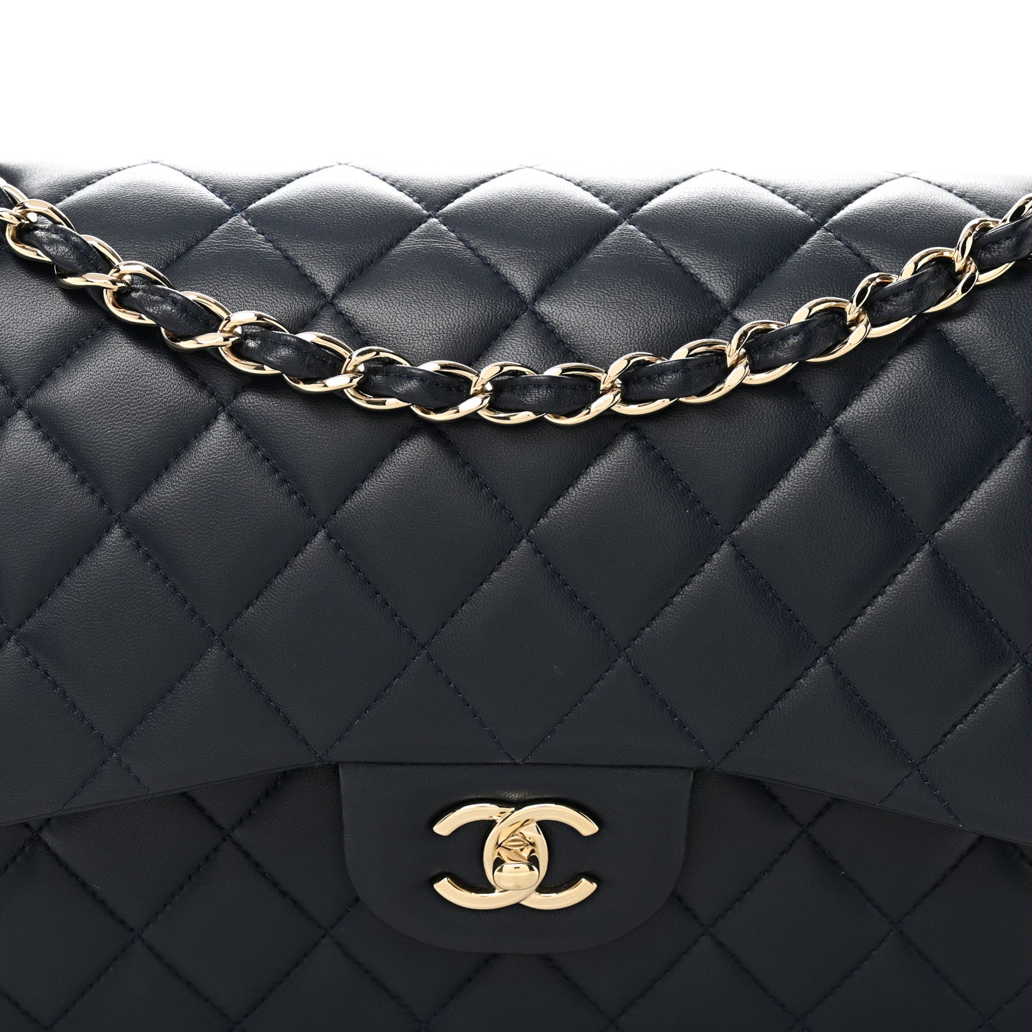 Chanel Lambskin Quilted Jumbo Double Flap Navy 8 of 11