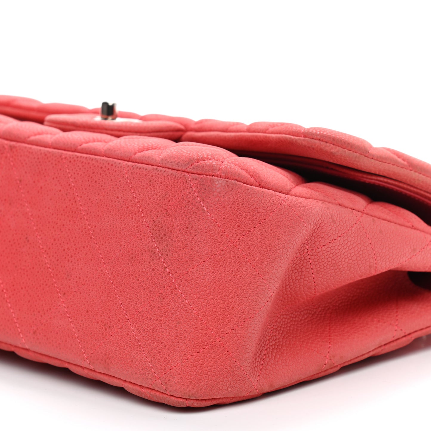 Iridescent Caviar Quilted Jumbo Double Flap Red