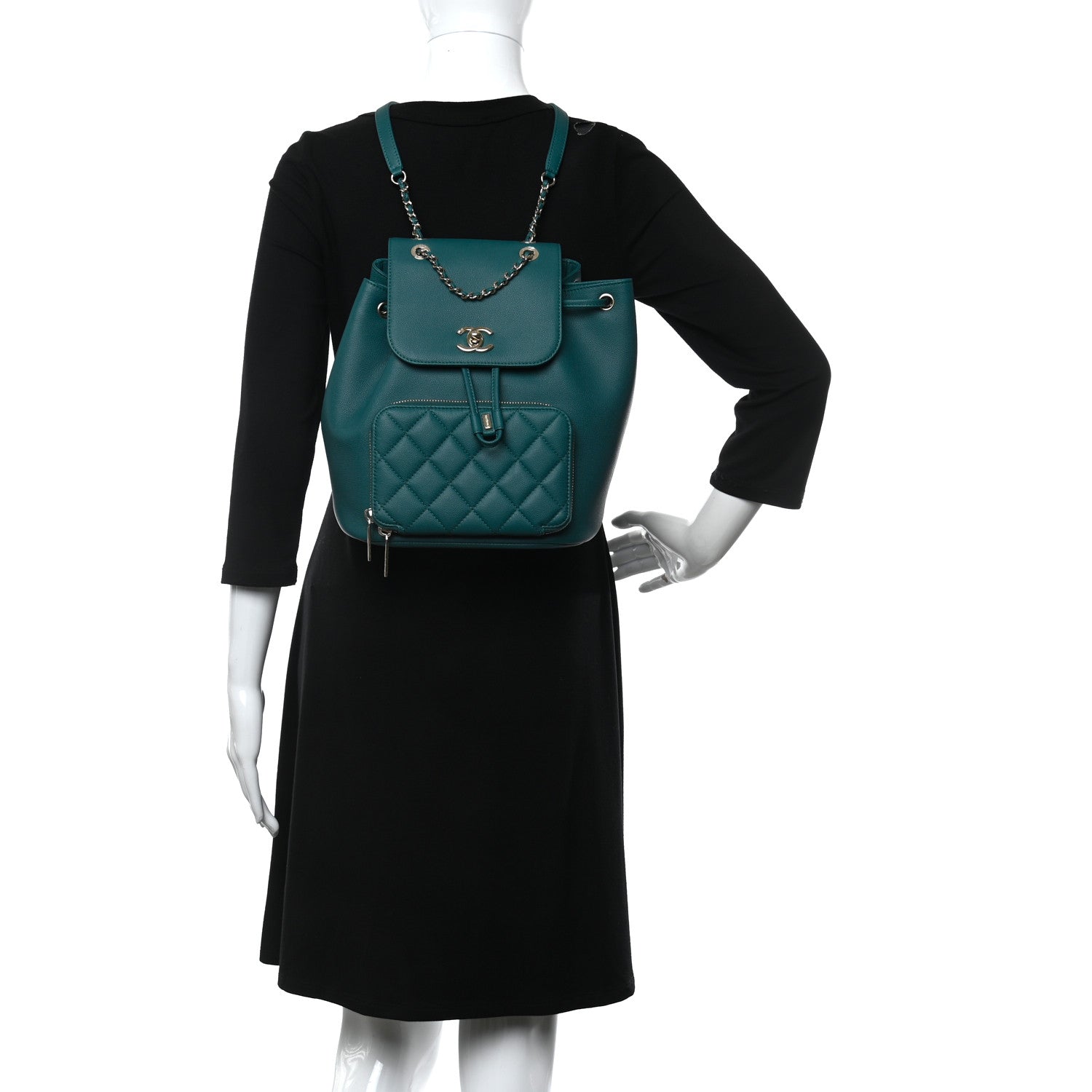 Chanel Caviar Quilted Business Affinity Backpack Green 2 of 9
