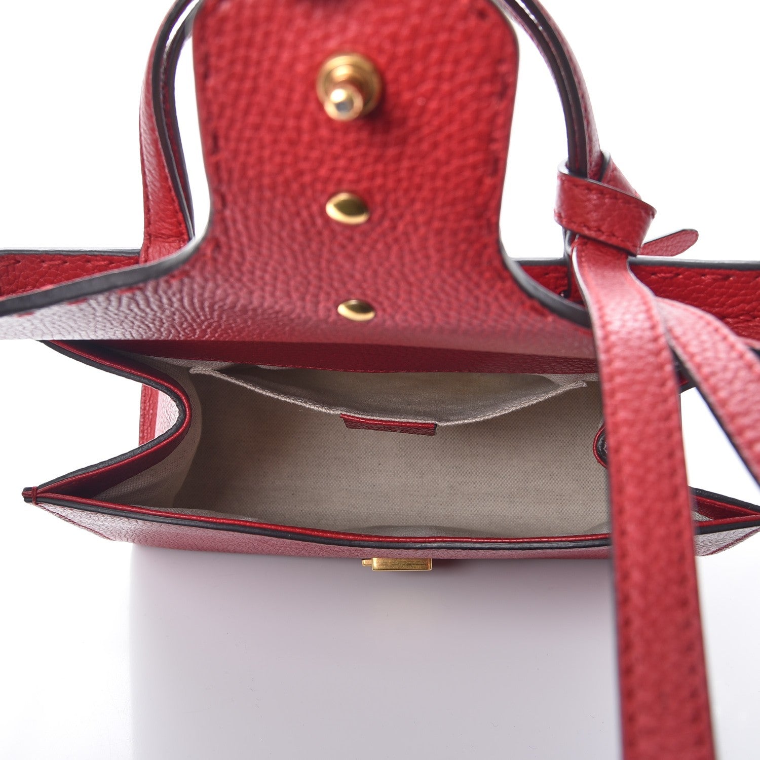Gucci Calfskin Mini GG Marmont Top Handle Bag Vulcanic Red 5 of 7