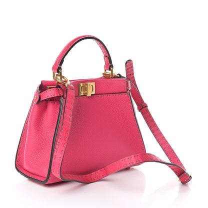 Fendi Cuoio Romano Selleria Mini Peekaboo Iconic Satchel Fuxia 3 of 10