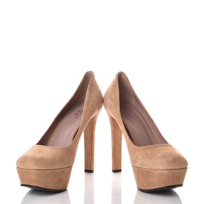 Gucci Kid Scamosciato Platform Pumps 40.5 Camelia 6 of 18