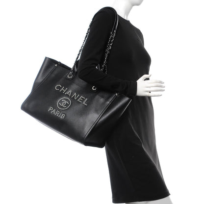 Chanel Caviar Medium Studded Deauville Tote Black 2 of 9