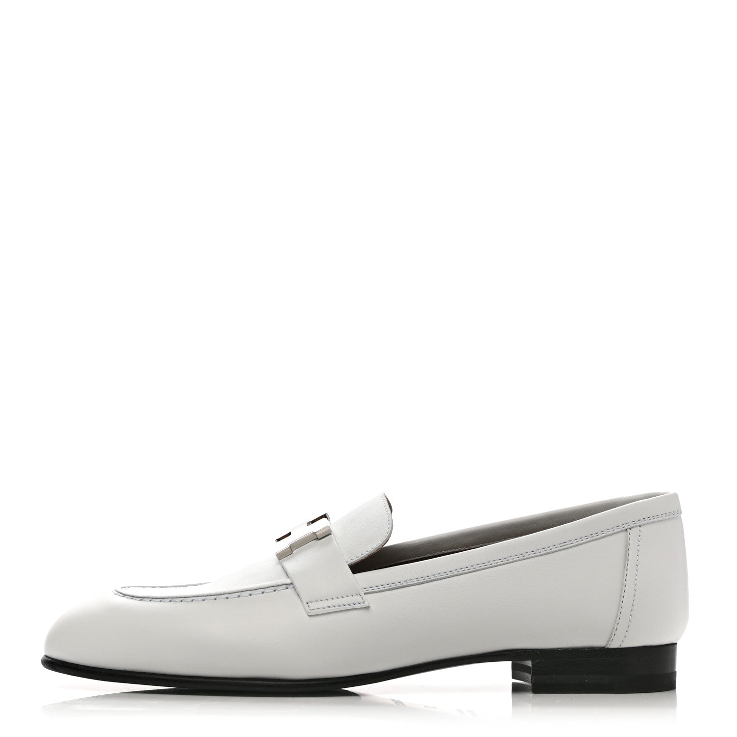 Hermes Calfskin Womens Paris Loafers 37 White 1 of 8