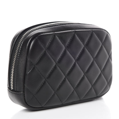 Chanel Lambskin Quilted Small Curvy Pouch Cosmetic Case Black 3 of 7