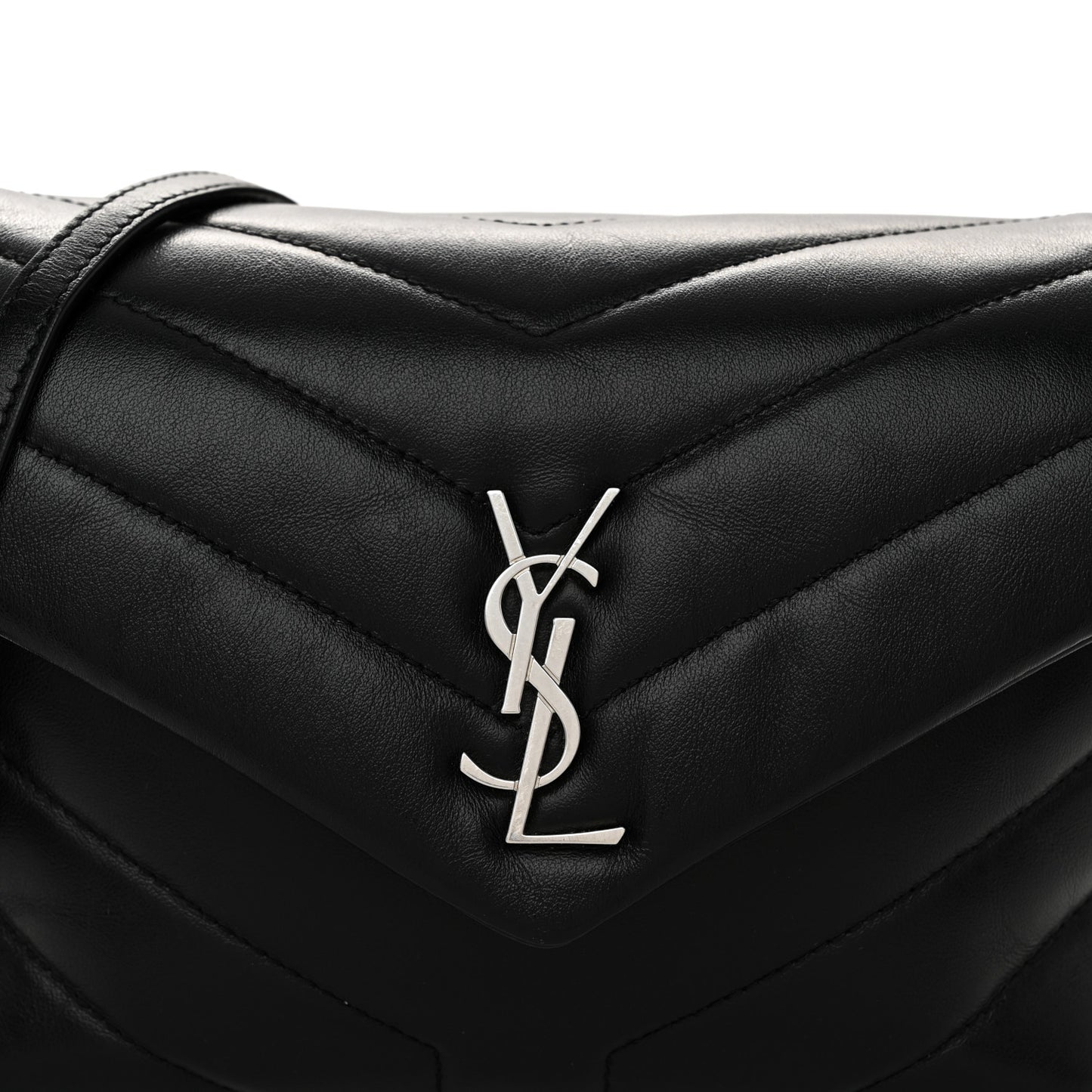 Calfskin Y Quilted Monogram Toy Loulou Crossbody Bag Black