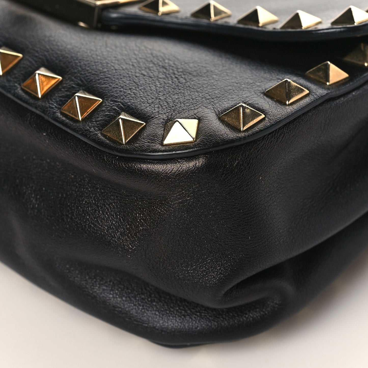 Vitello Mini Rockstud Flap Saddle Crossbody Bag Black