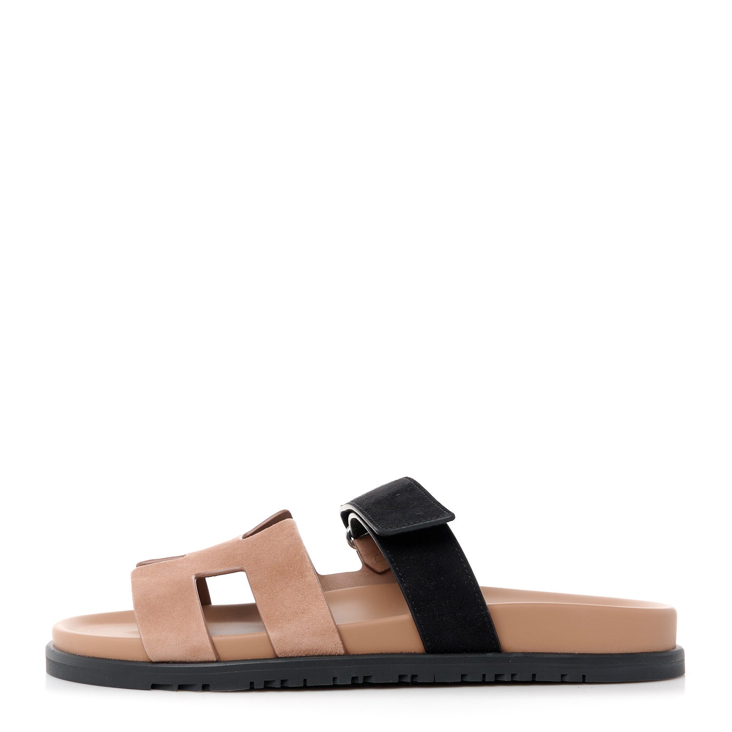 Hermes Suede Goatskin Womens Chypre Sandals 41 Rose Perle Black 1 of 8