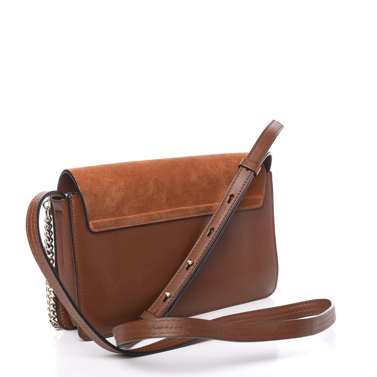 Suede Calfskin Small Faye Shoulder Bag Tobacco