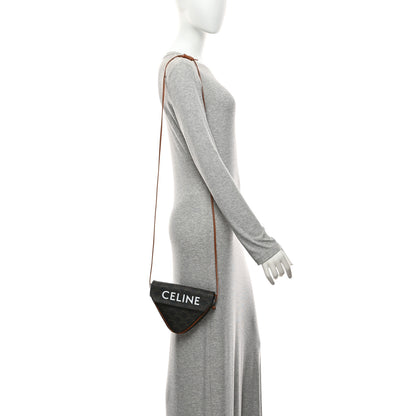 Celine Triomphe Canvas Triangle Crossbody Bag Tan 2 of 10