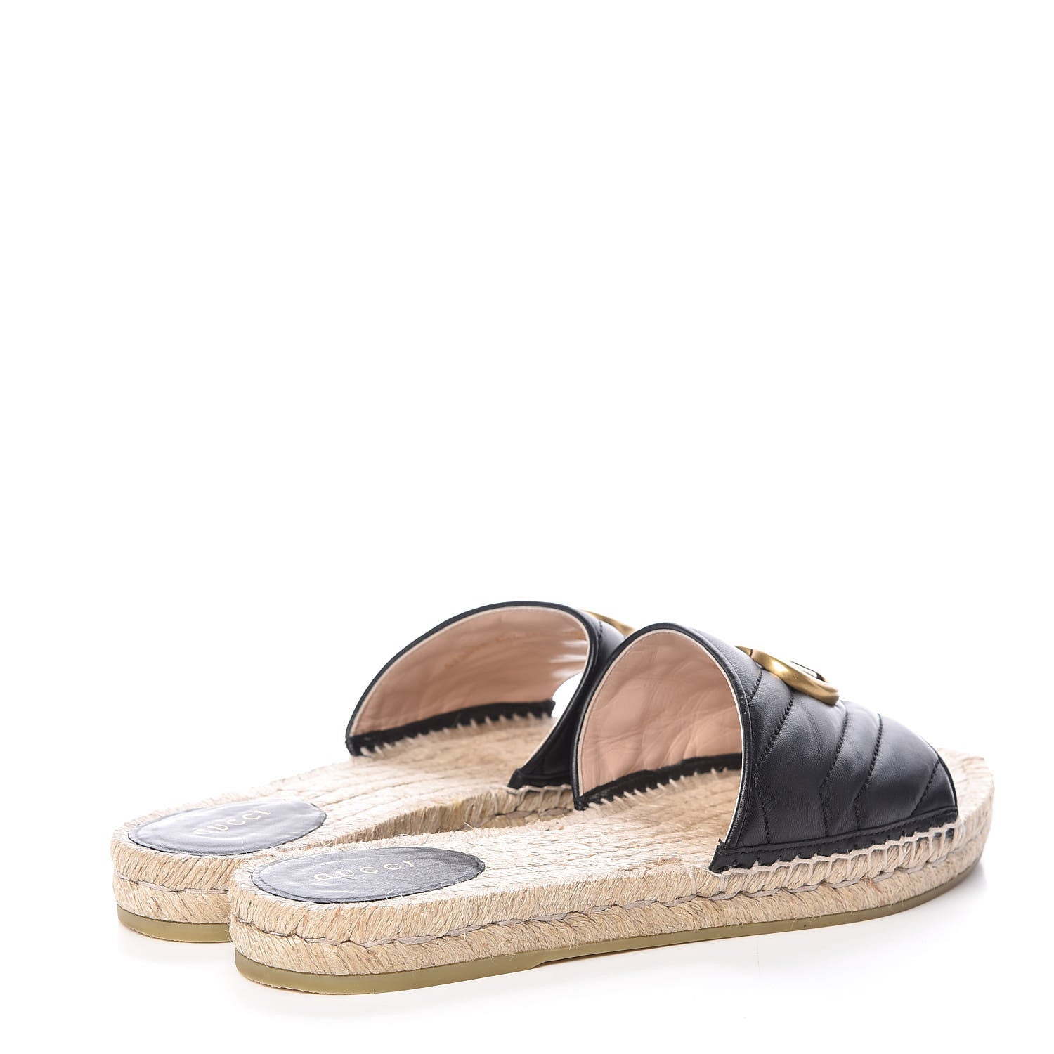 Gucci Nappa Matelasse GG Marmont Espadrille Slide Sandals 40.5 Black 4 of 12