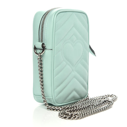 Gucci Calfskin Matelasse Mini GG Marmont Crossbody Bag Water Green 3 of 10