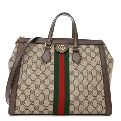 Gucci GG Supreme Monogram Web Medium Ophidia Tote Bag Brown 1 of 12
