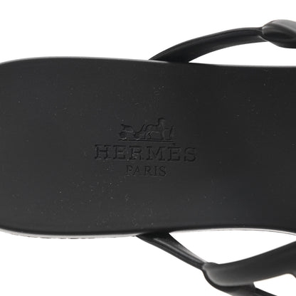 Hermes Rubber Womens Egerie Sandals 37 Black 7 of 8