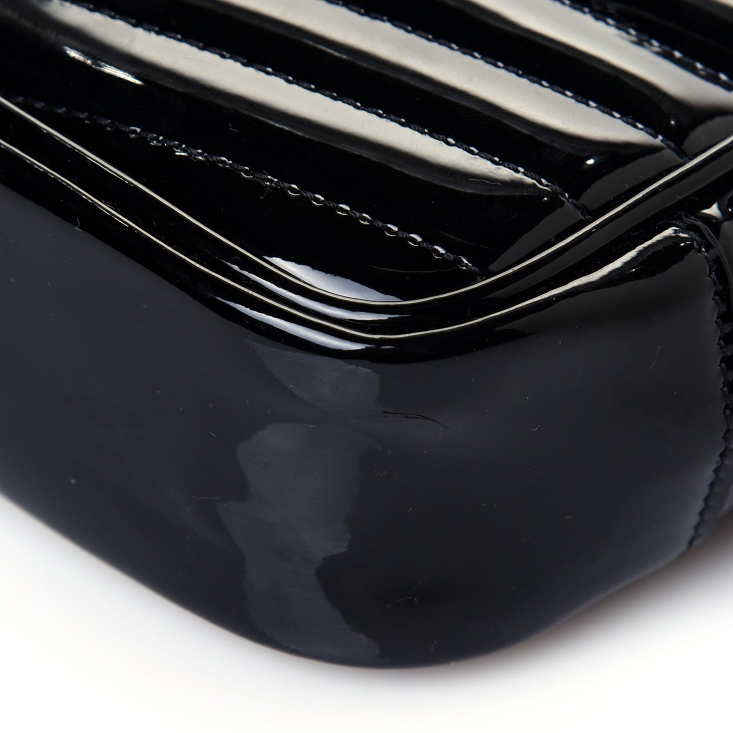 Patent Calfskin Matelasse Monogram Mini Lou Camera Bag Black