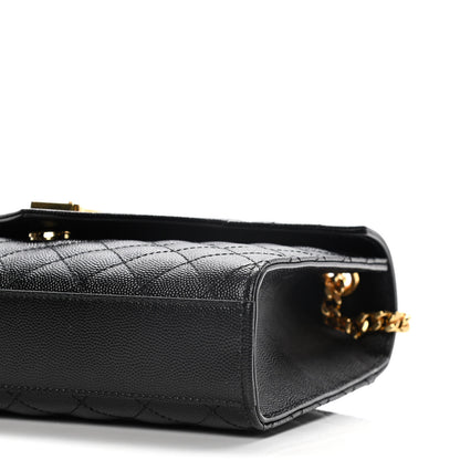 Saint Laurent Grain De Poudre Textured Mixed Matelasse Triquilt Medium Monogram Satchel Black 10 of 17