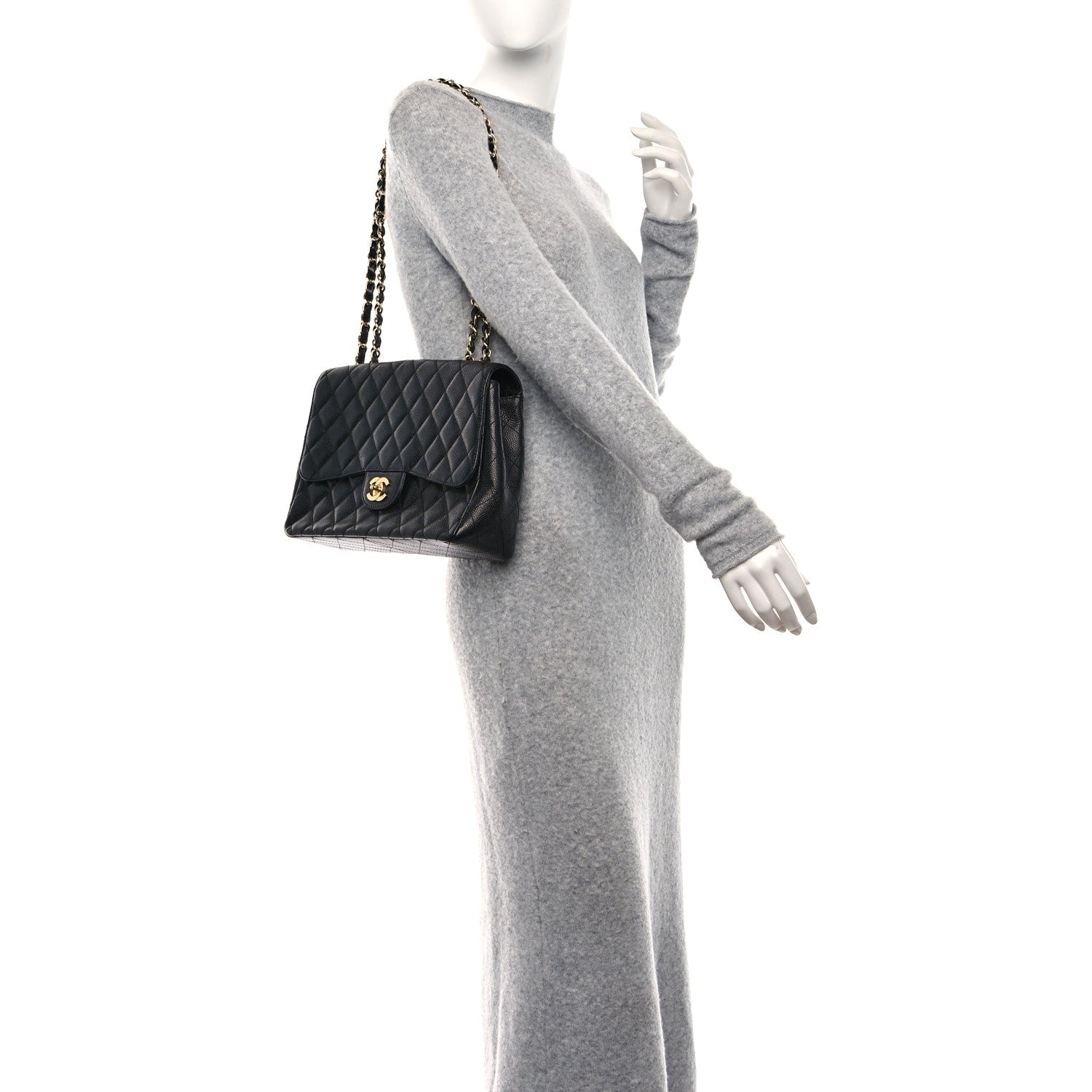 Chanel Caviar Quilted Jumbo Single Flap Black 2 of 9