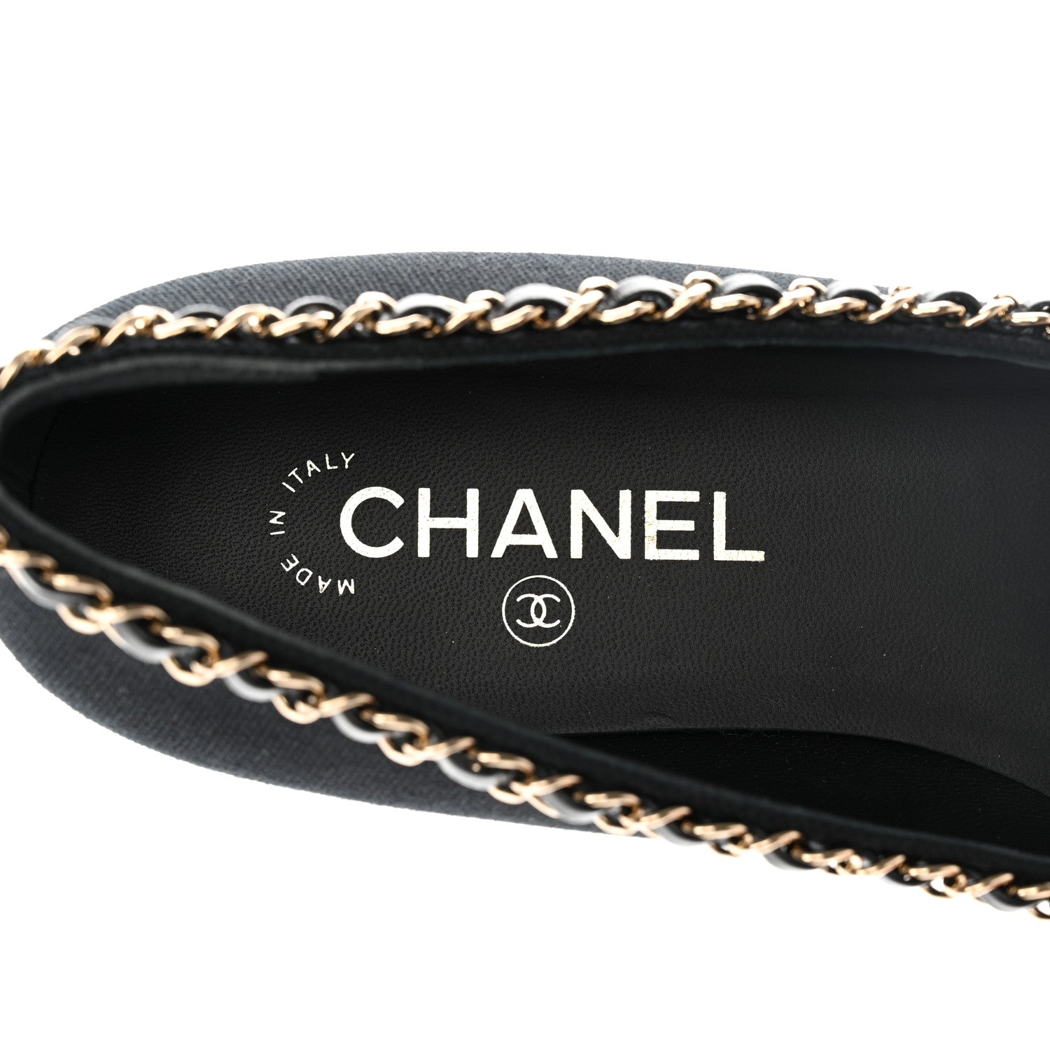Chanel Fabric Grosgrain Chain Cap Toe Flats 40 Black 8 of 11