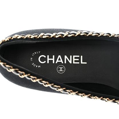 Chanel Fabric Grosgrain Chain Cap Toe Flats 40 Black 8 of 11