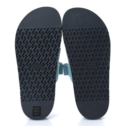 Hermes Suede Goatskin Womens Chypre Sandals 38 Bleu Mineral 5 of 9