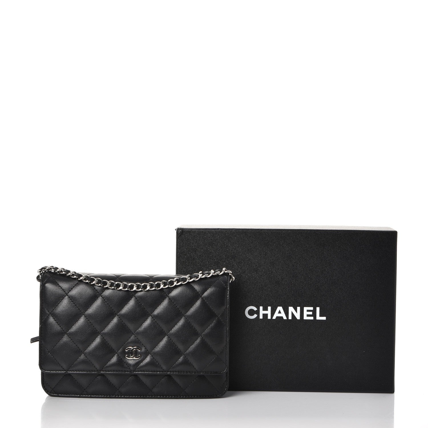 Chanel Lambskin Quilted Wallet On Chain WOC Black 12 of 12