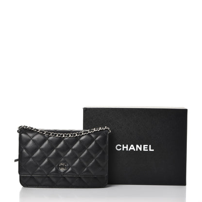 Chanel Lambskin Quilted Wallet On Chain WOC Black 12 of 12