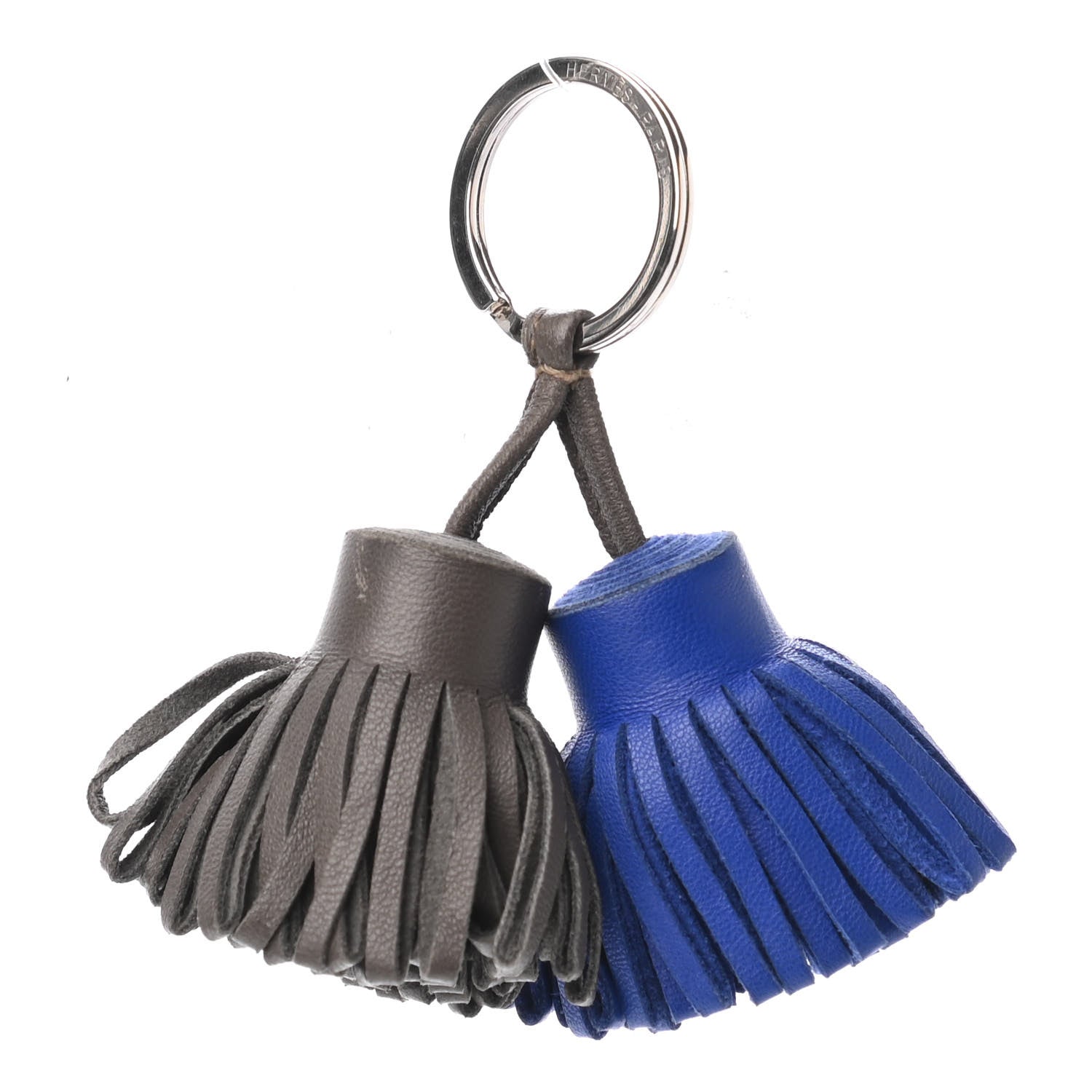 Hermes Lambskin Carmen Uno-Dos Key Holder Etain Bleu Electrique 1 of 4