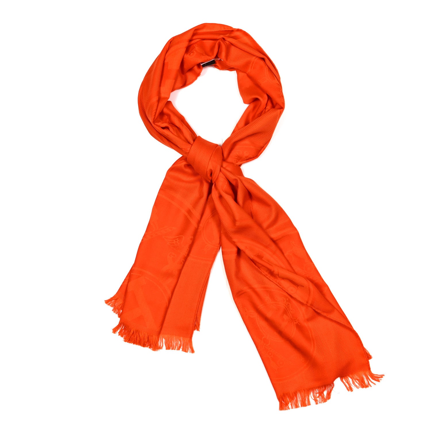 Hermes Cashmere Silk New Libris Confettis D'Ex Libris Stole Orange Vif 1 of 3