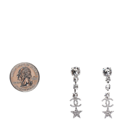 Chanel Crystal Starfall Drop CC Earrings Silver 2 of 4