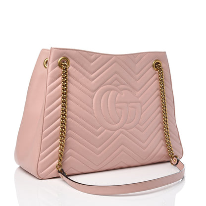 Gucci Calfskin Matelasse Medium GG Marmont Shoulder Tote Bag Perfect Pink 4 of 9