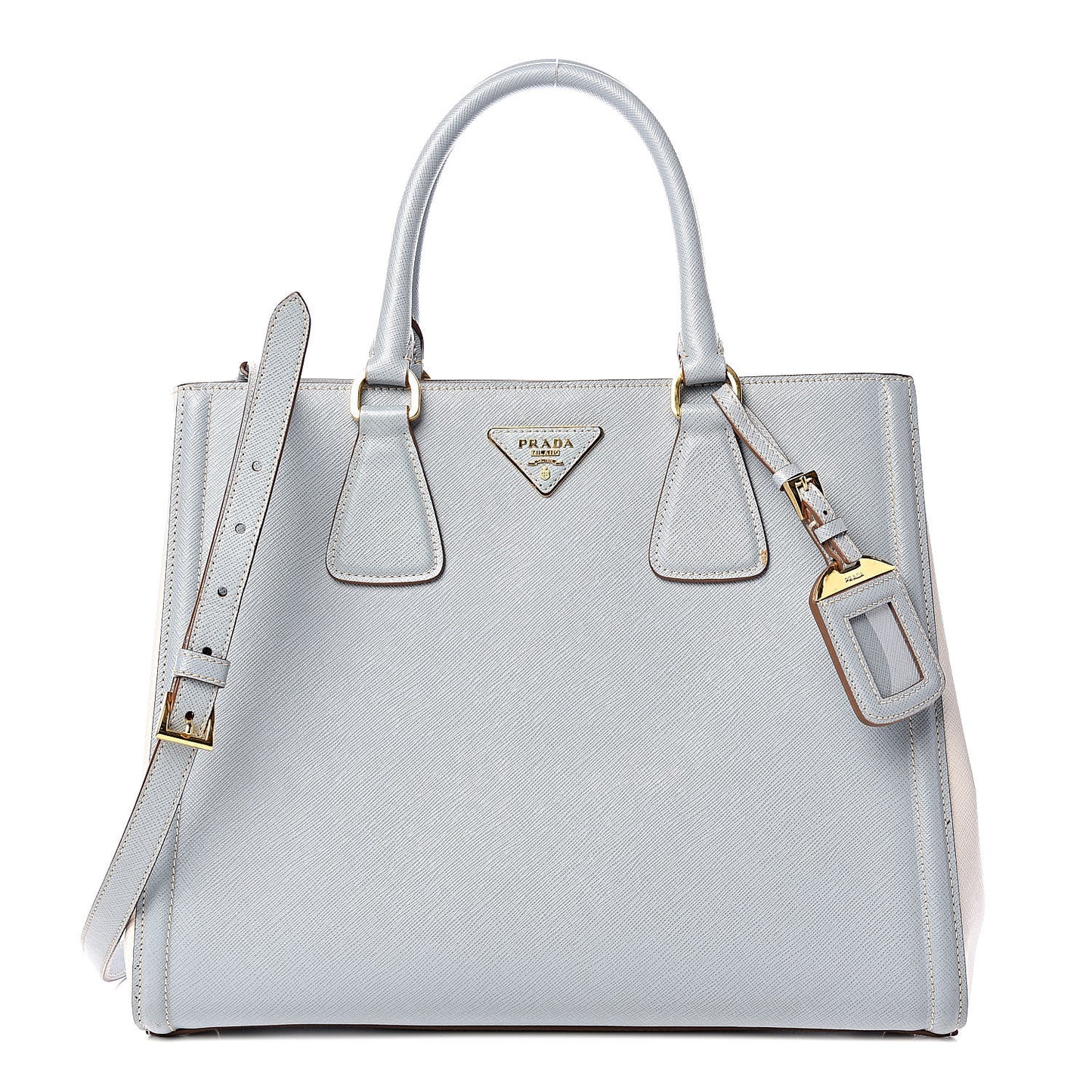 Saffiano Lux Medium Bi-Color Tote Lago Talco