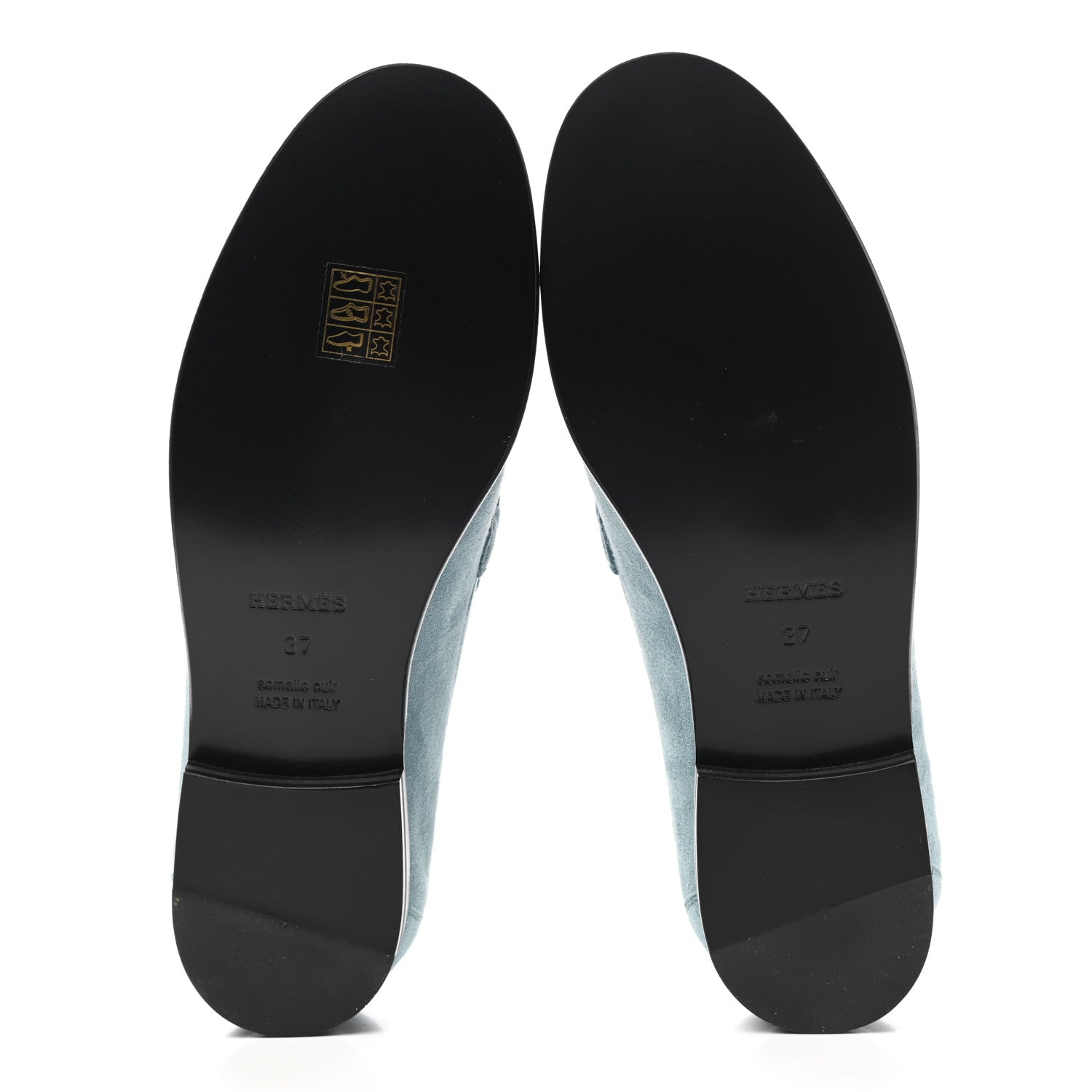 Hermes Suede Goatskin Womens Destin Loafer 37 Vert d'eau 5 of 11